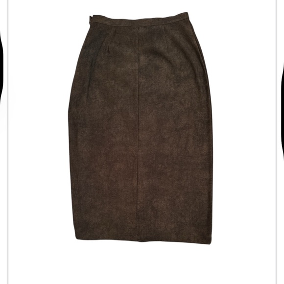VINTAGE Stonebridge Suede Like Skirt, Chocolate Brown Maxi Minimal size 8P - Picture 3 of 4